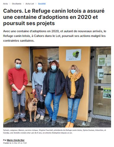 05.02.2021 article dans 'La Vie Quercynoise'