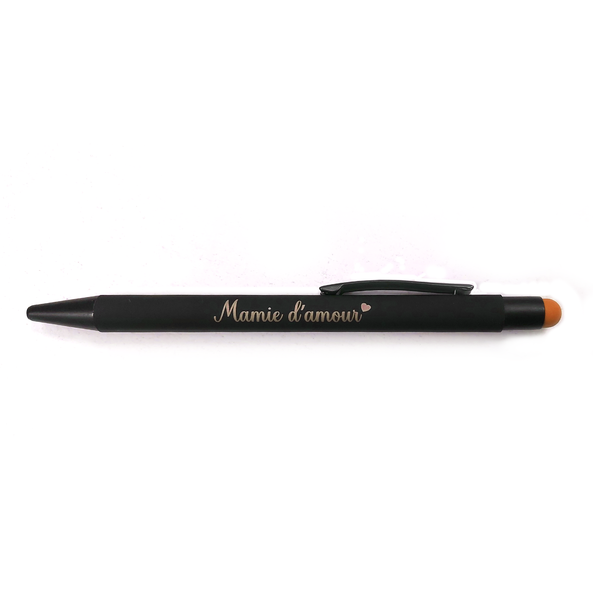Stylo metal noir et orange