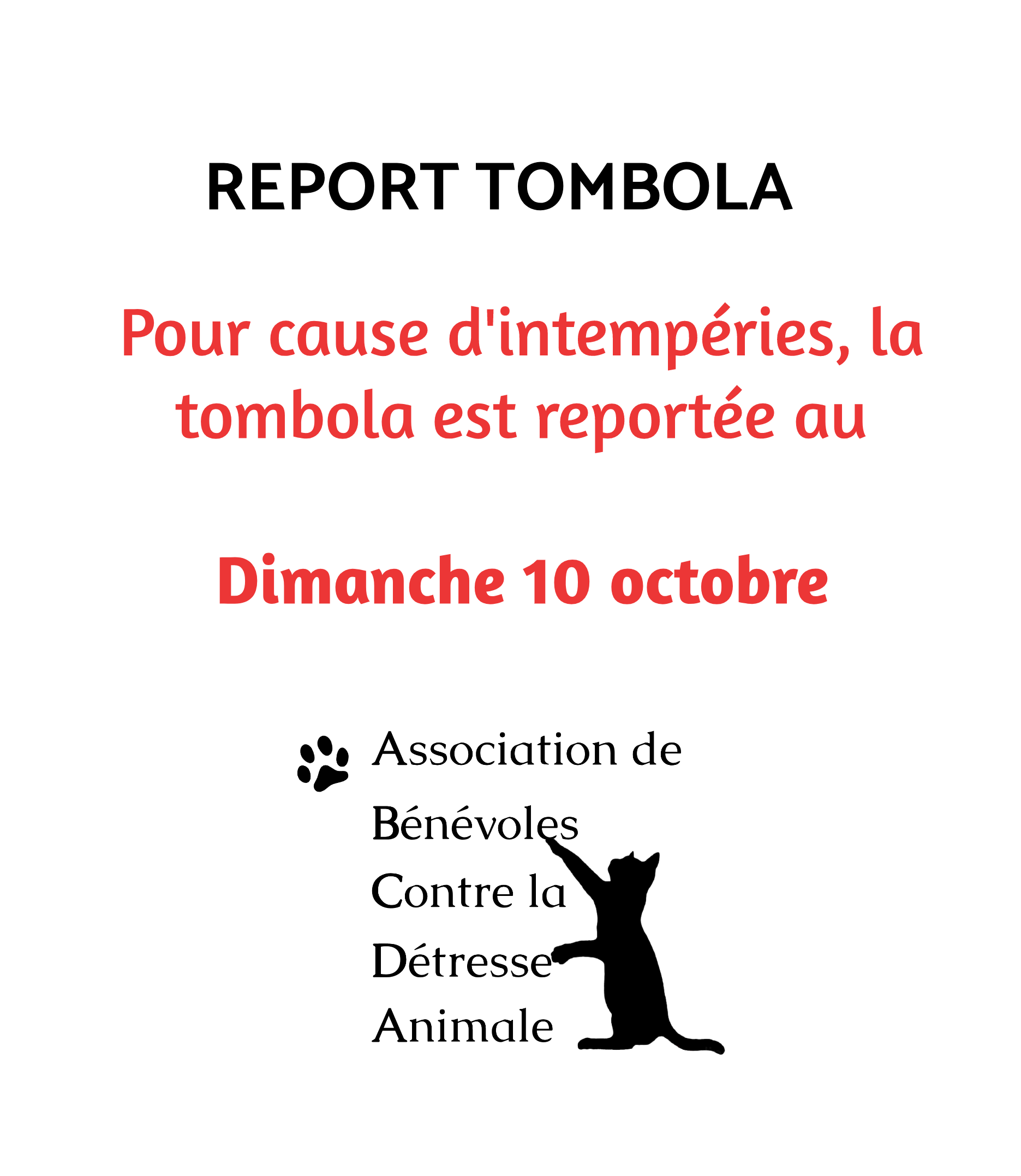 REPORT TOMBOLA POUR CAUSE D'INTEMPERIES