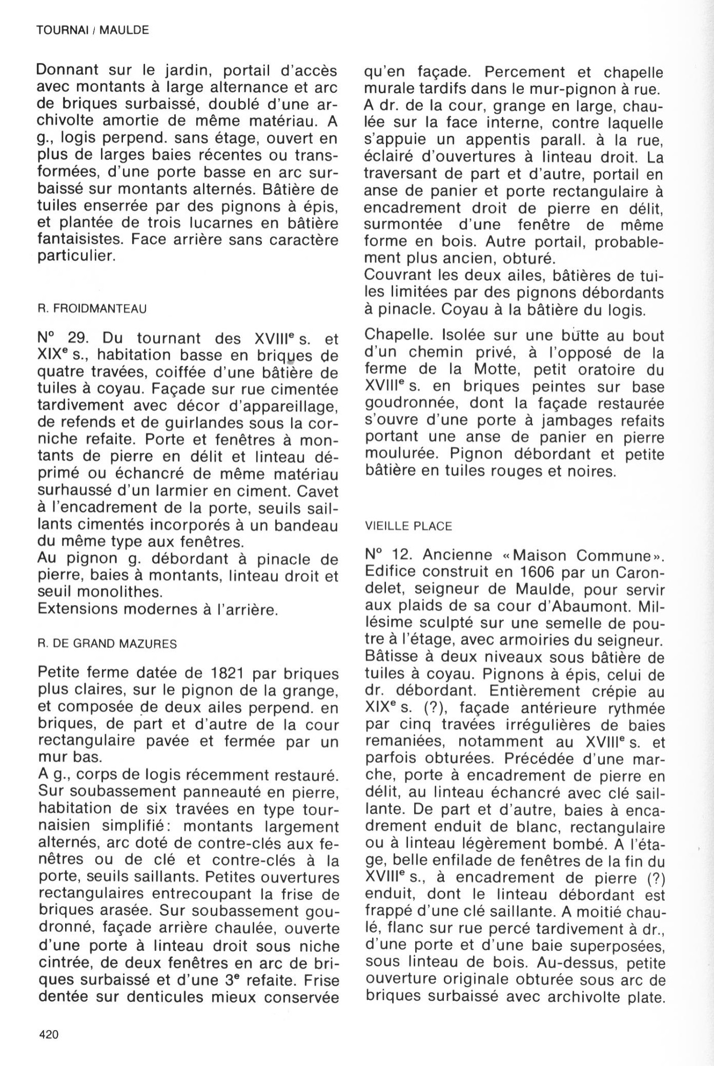 MAULDE Patrimoine monumental de la Belgique 1978 p420