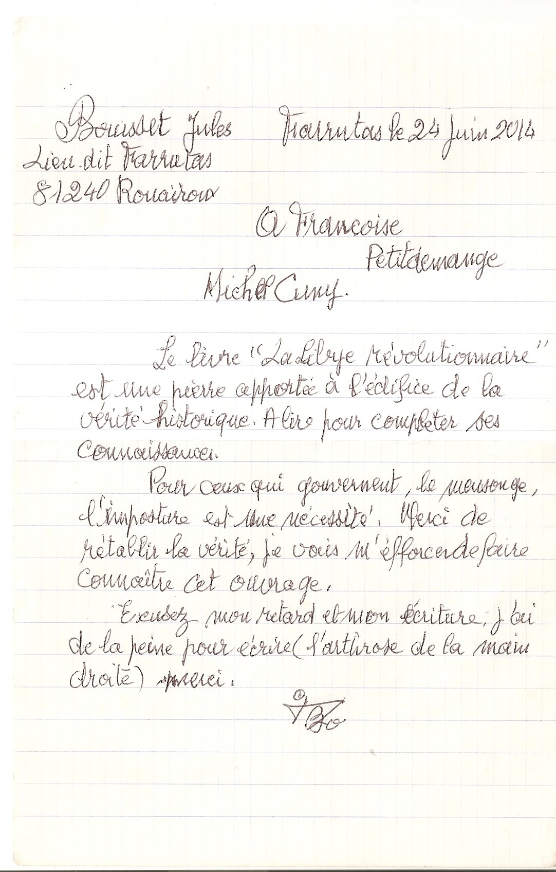 3 Lettre de Jules Bouisset a MJC FP