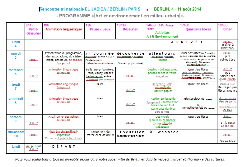 Programme de la rencontre à Berlin