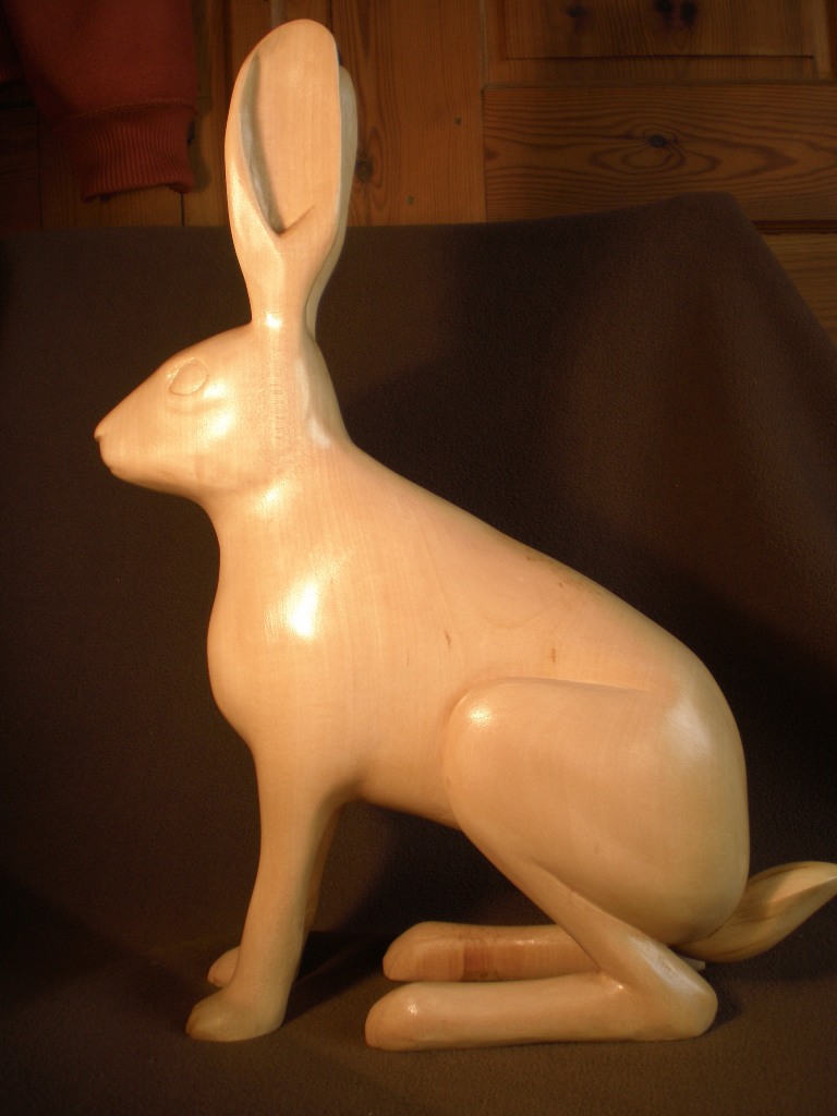 Sculpture d'un lièvre à la demande d'une association de chasse