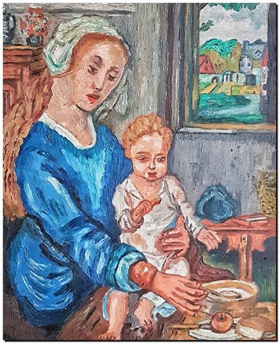 Peinture de l'artiste André Vereecken réalisée en 1943. Schilderij van kunstenaar André Vereecken gemaakt in 1943.