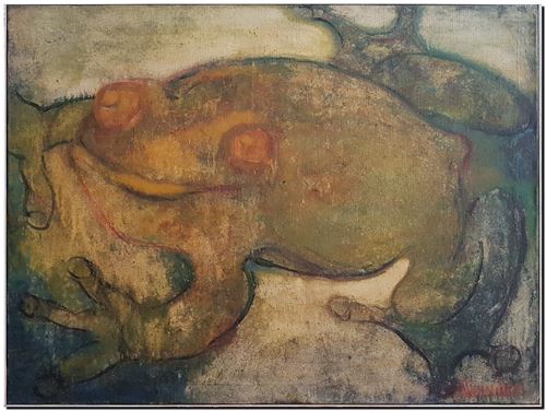Peinture de l'artiste André Vereecken réalisée en 1967. Schilderij van kunstenaar André Vereecken gemaakt in 1967. - 1967.03 - PHOTO (alb10)