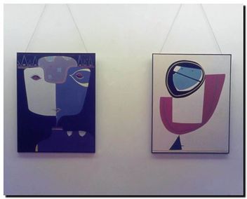 Peintures de l'artiste André Vereecken réalisée en 1974. Schilderijen van kunstenaar André Vereecken gemaakt in 1974. - 1974.09B olie op doek 90x70cm
