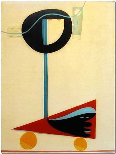 Peinture de l'artiste André Vereecken réalisée en 1974. Schilderij van kunstenaar André Vereecken gemaakt in 1974. - 1974.11 Zonder titel olie op doek  90x70 cm