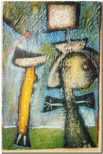 Peinture surrealiste de l’artiste peintre André Vereecken réalisée vers 1980. Surrealistisch schilderij van schilder André Vereecken gemaakt rond 1980. - 1980 (circa).31 - PHOTO (alb4)