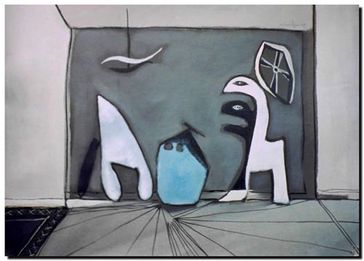 Peinture surrealiste de l’artiste peintre André Vereecken réalisée vers 1981. Surrealistisch schilderij van schilder André Vereecken gemaakt rond 1981. - 1981 (circa).26 - DIAPO