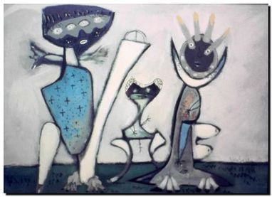 Peinture de l'artiste belge André Vereecken réalisée vers 1981. Schilderij van de Belgische kunstenaar André Vereecken gemaakt circa 1981.- 1981 (circa).44 - DIAPO