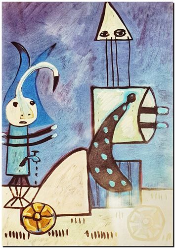 Peinture artistique surrealiste de l’artiste peintre André Vereecken réalisée vers 1984. Surrealistisch schilderij van schilder André Vereecken gemaakt rond 1984. - 1984 (circa).06 - PHOTO (alb4)