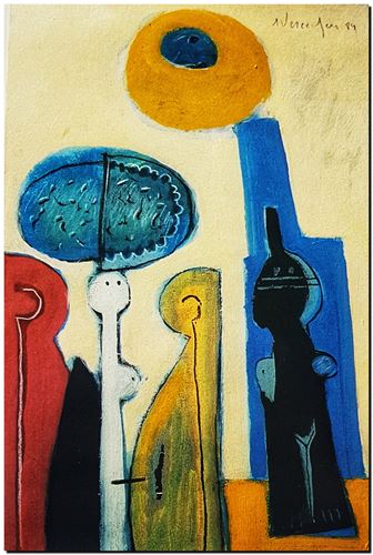 Peinture artistique surrealiste de l’artiste peintre André Vereecken réalisée en 1984. Surrealistisch schilderij van schilder André Vereecken gemaakt in 1984. - 1984.03 - PHOTO (alb6)