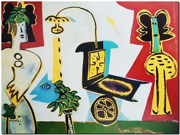 Peinture artistique surrealiste de l’artiste peintre André Vereecken réalisée vers 1984. Surrealistisch schilderij van schilder André Vereecken gemaakt rond 1984. - 1984 (circa).35 - PHOTO (alb7)
