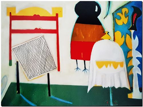 Peinture de l'artiste flamand André Vereecken réalisée vers 1984. Schilderij van de Vlaamse kunstenaar André Vereecken gemaakt circa 1984. - 1984 (circa).31 - PHOTO (alb7)