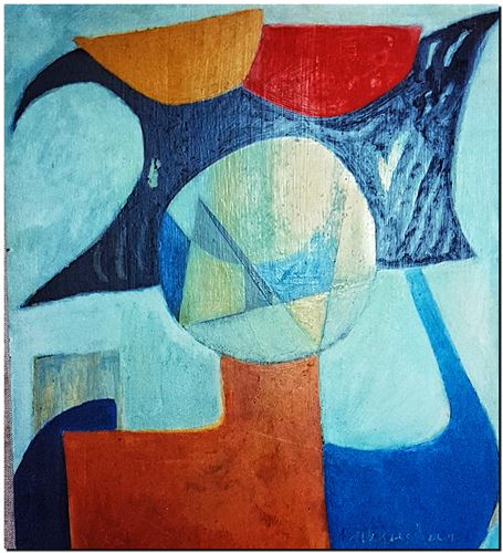 Peinture artistique surrealiste de l’artiste peintre André Vereecken réalisée vers 1985. Surrealistisch schilderij van schilder André Vereecken gemaakt rond 1985.- 1985 (circa).14 - PHOTO (alb6)