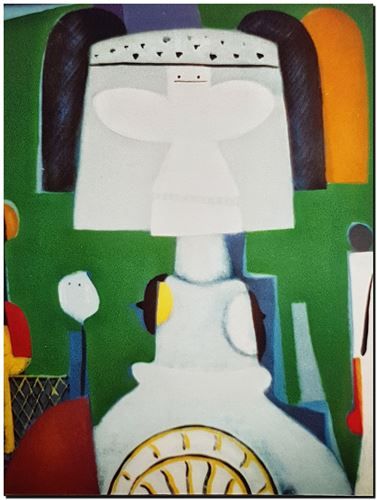Peinture d'art de l'artiste belge André Vereecken réalisée vers 1985. Schilderij van de Belgische kunstenaar André Vereecken gemaakt circa 1985. - 1985 (circa).12 - PHOTO (alb5)