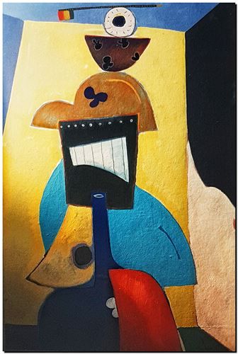 Peinture artistique surrealiste de l’artiste peintre André Vereecken réalisée vers 1985. Surrealistisch schilderij van schilder André Vereecken gemaakt rond 1985.- 1985 (circa).03 - PHOTO (alb6)