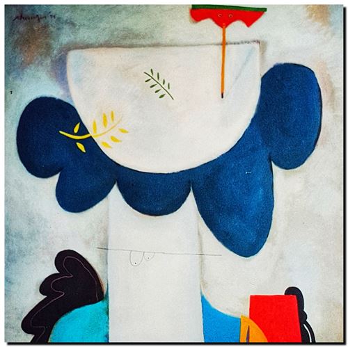 Peinture artistique surrealiste de l’artiste peintre André Vereecken réalisée en 1985. Surrealistisch schilderij van schilder André Vereecken gemaakt in 1985. - 1985.02 - PHOTO (alb5)