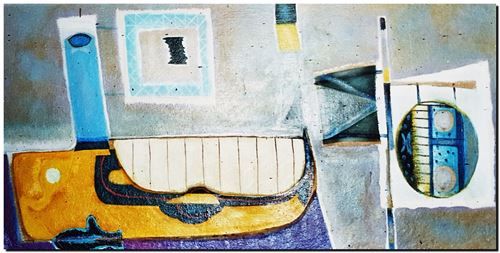 Peinture artistique surrealiste de l’artiste peintre André Vereecken réalisée vers 1985. Surrealistisch schilderij van schilder André Vereecken gemaakt rond 1985. - 1985 (circa).19 - PHOTO (alb5)