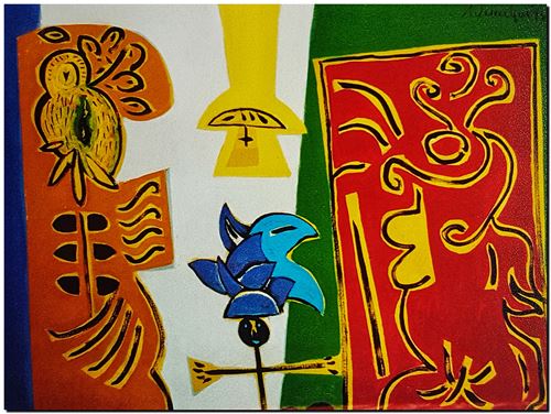 Peinture d'art de l'artiste belge André Vereecken réalisée vers 1985. Schilderij van de Belgische kunstenaar André Vereecken gemaakt circa 1985. - 1985 (circa).17 - PHOTO (alb5)