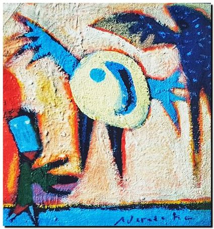 Peinture artistique surrealiste de l’artiste peintre André Vereecken réalisée vers 1980. Surrealistisch schilderij van schilder André Vereecken gemaakt rond 1980. - 1980 (circa).10 - PHOTO (alb6)
