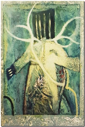 Peinture artistique surrealiste de l’artiste peintre André Vereecken réalisée vers 1988. Surrealistisch schilderij van schilder André Vereecken gemaakt rond 1988. - 1988 (circa).02 - PHOTO (alb3)