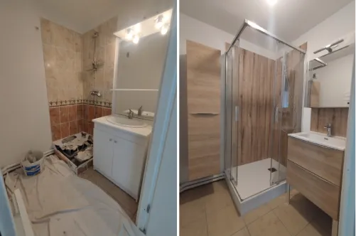 Travaux salle de bain avant apres Vertou 44
