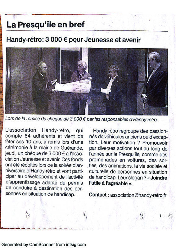 Remise cheque Jeunesse et Avenir
