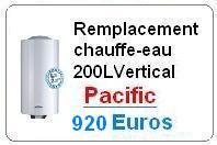 Remplacement chauffe eau pacific 200 Litres vertical