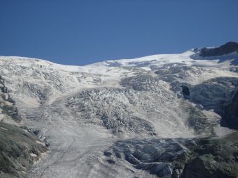 Gros plan du glacier de Ferpècle en Suisse / Photo prise depuis la Bricola dans les Alpes valaisannes