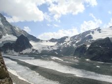 Vue sur le bas du glacier de Cheilon depuis le Pas de Chèvres / Alpes suisses