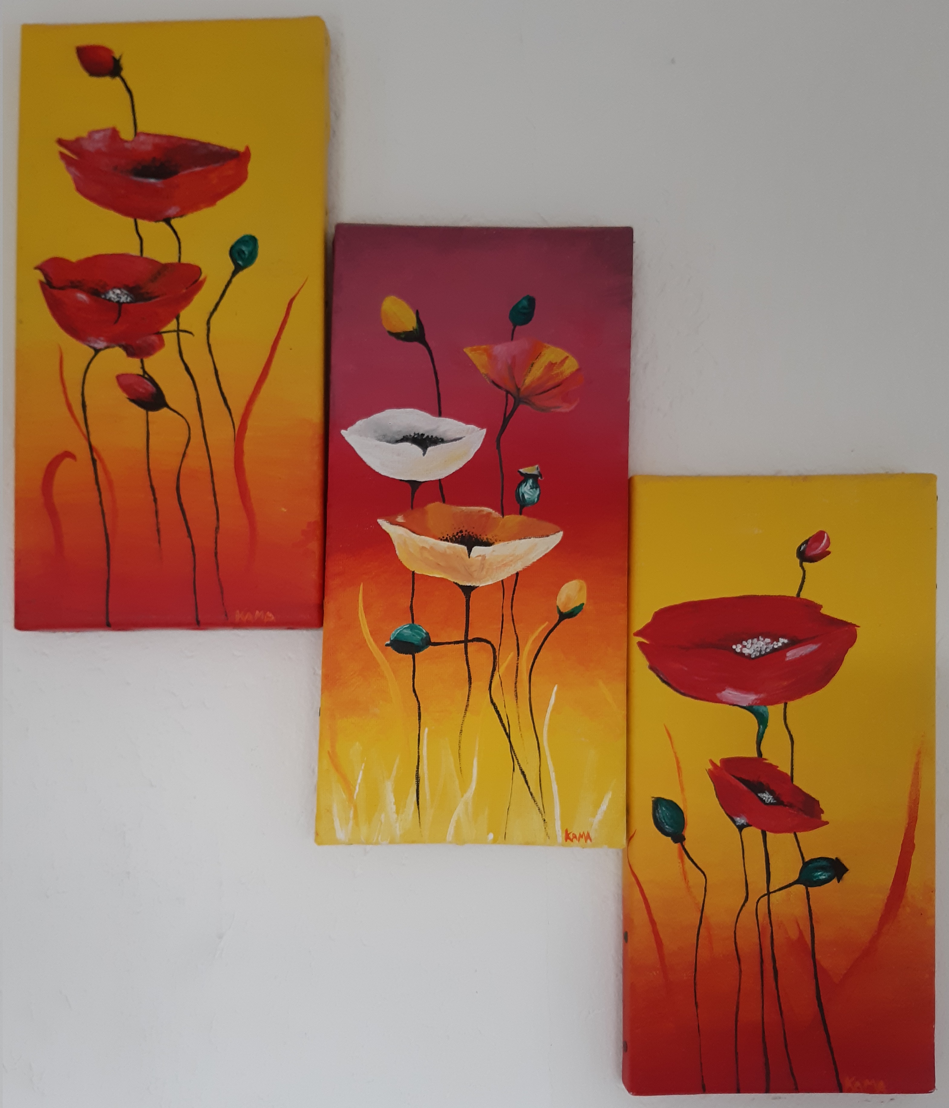 Tryptique Fleurs