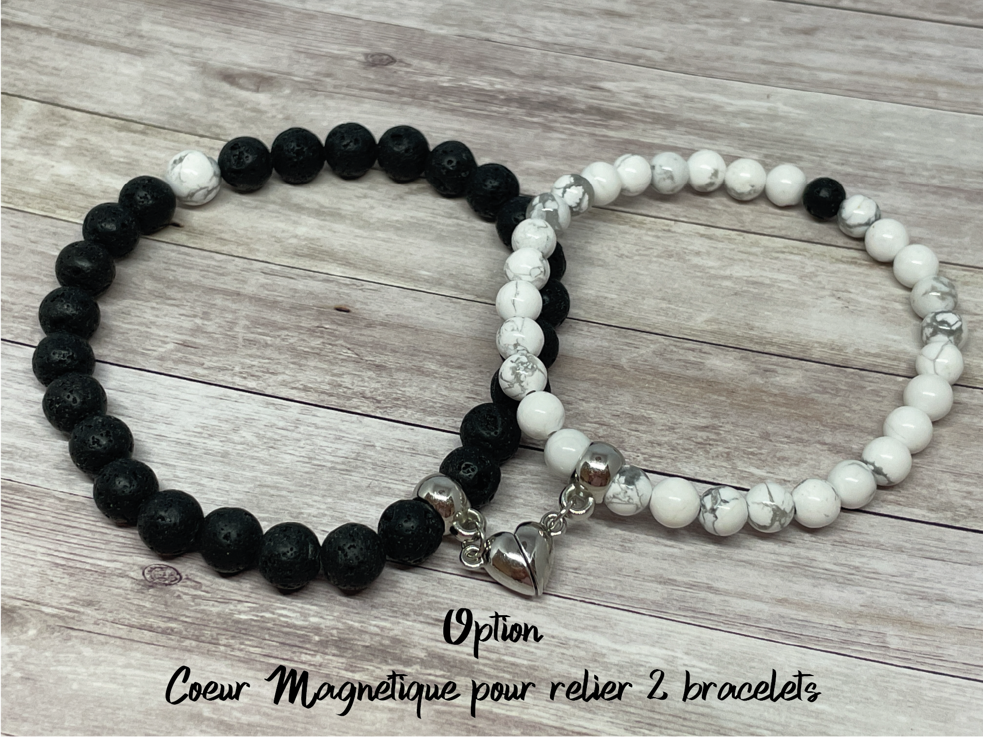 Bracelets personnalise avec coeur magnetique