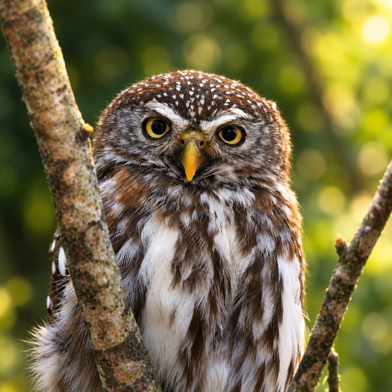 Portrait rapproche d un petit hibou dans la foret