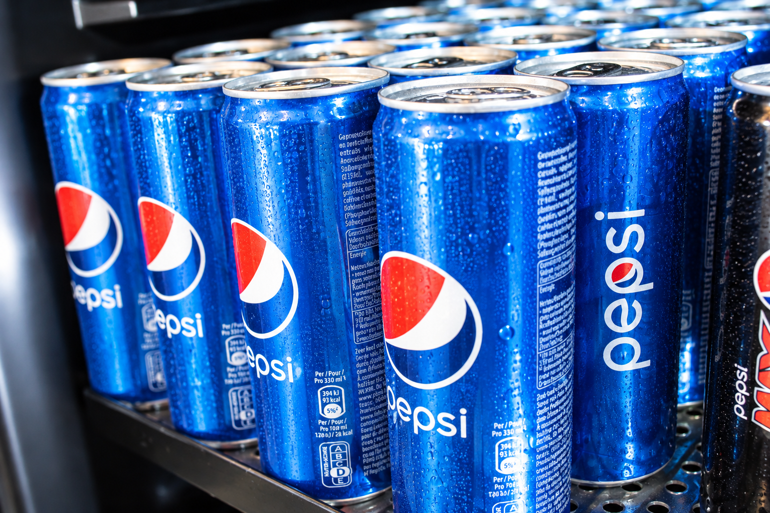 Canettes pepsi glacees en rayon