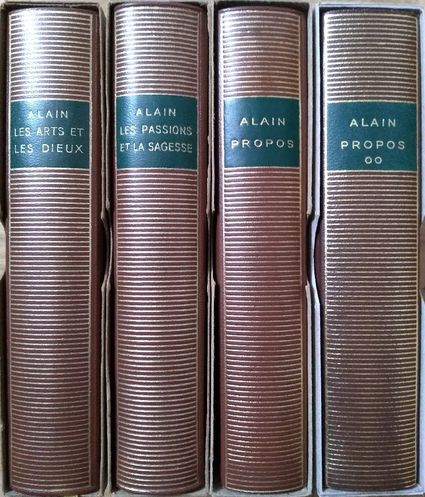 Volumes 116, 129, 143 et 217 de Alain dans la Pléiade.