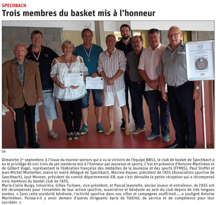 Trois membres du basket mis à l'honneur