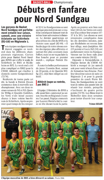 Débuts en fanfare pour Nord Sundgau