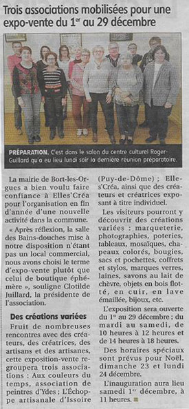 3 associations preparent expo vente des bains douches a bort les orgues article lamontagne 29 11 2018