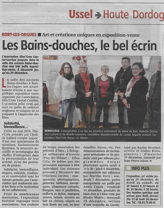 Exposition vente aux bains douches a bort les orgues article lamontagne 07 12 2018