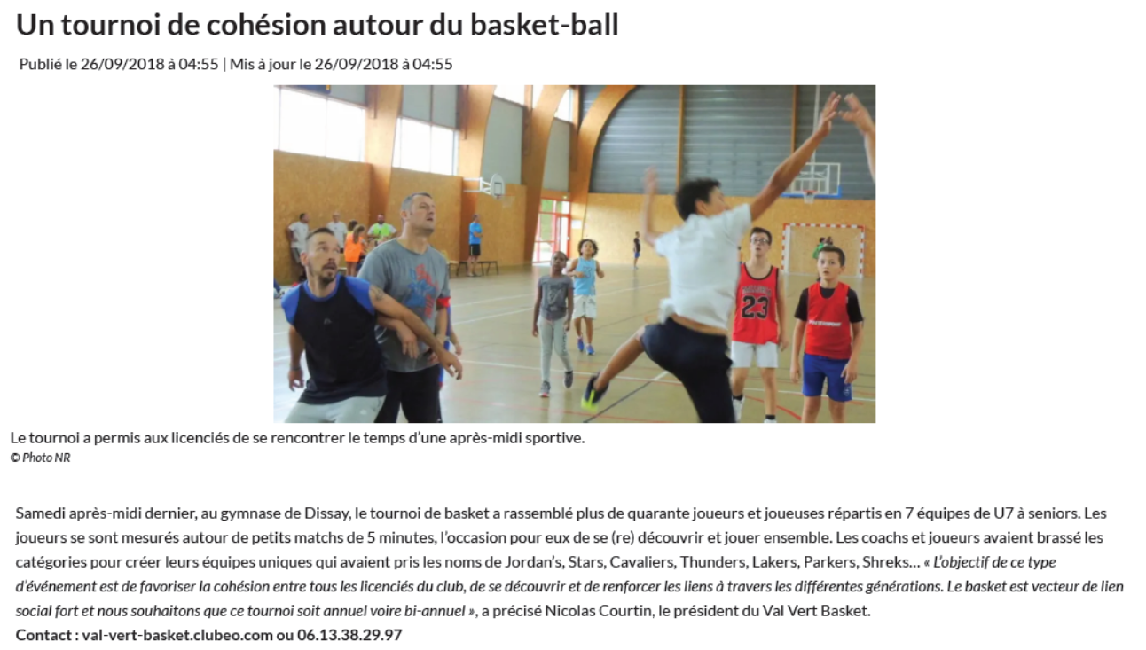 Un tournoi de cohesion autour du basket ball 2018