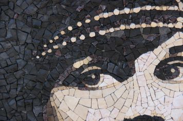 Décors pour stand d'exposition. Réalisation de grandes pièces exceptionnelles en mosaïque pour évènement, Salon du Patrimoine à Paris. 