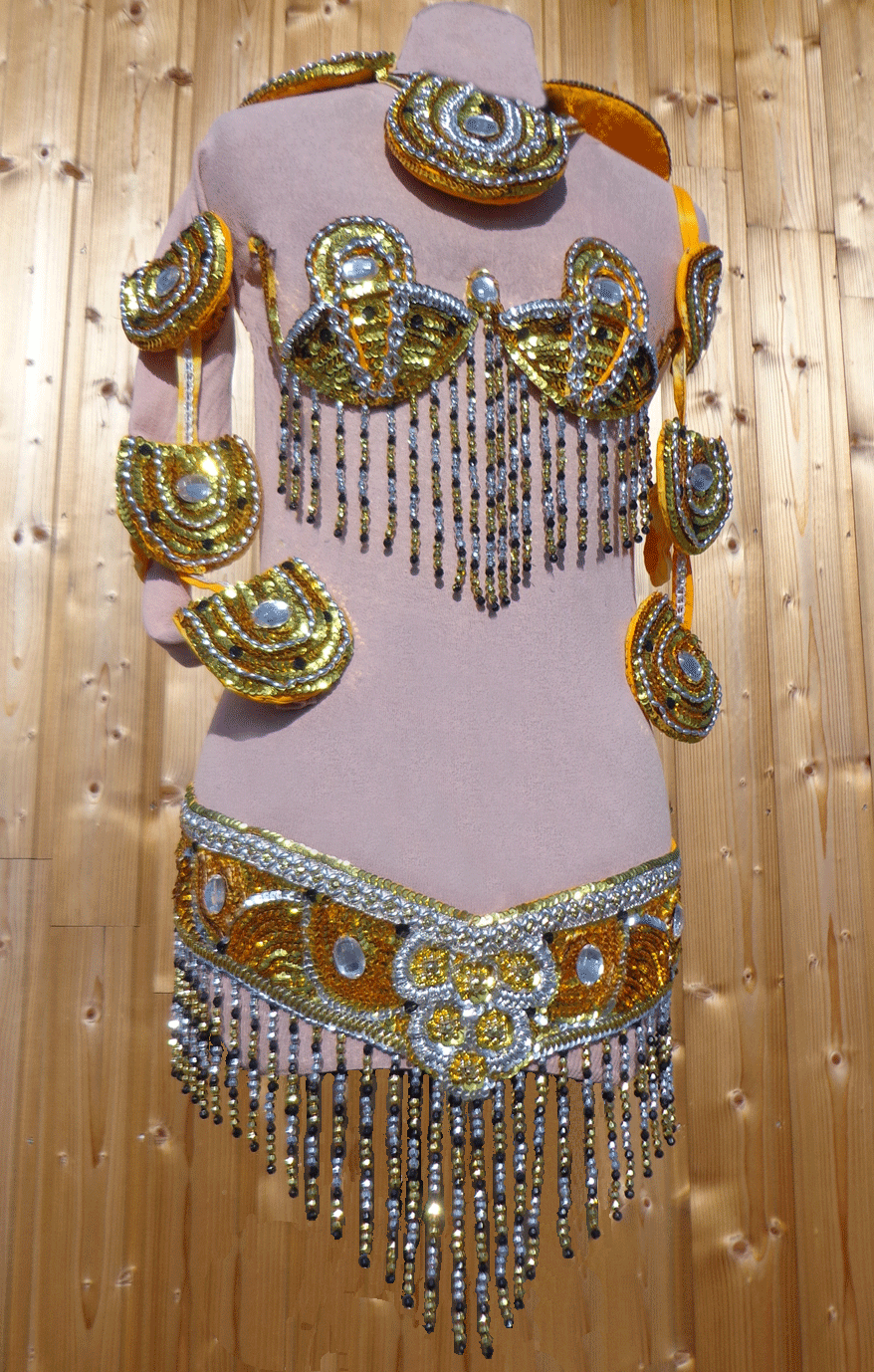 Cajoux costume carnaval bresilien or et argent