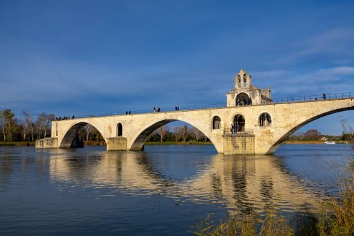 Beautiful-shot-avignon-bridge-france-with-blue-sky