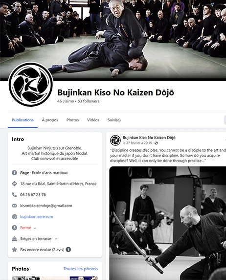 Lien facebook Kiso no kaizen dojo