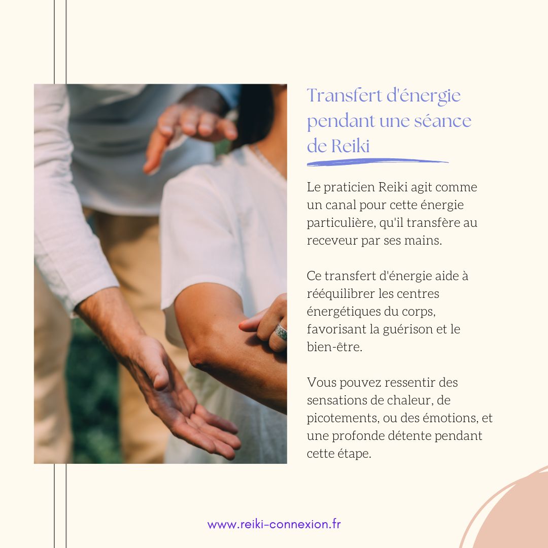 Transfert d'énergie pendant une séance de Reiki