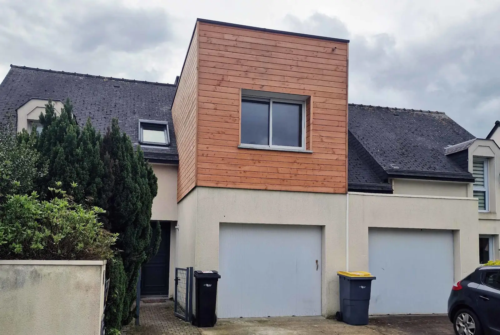 Construction extension sureelevation dessus de garage rennes ille et vilaine annee 2023 facade nord