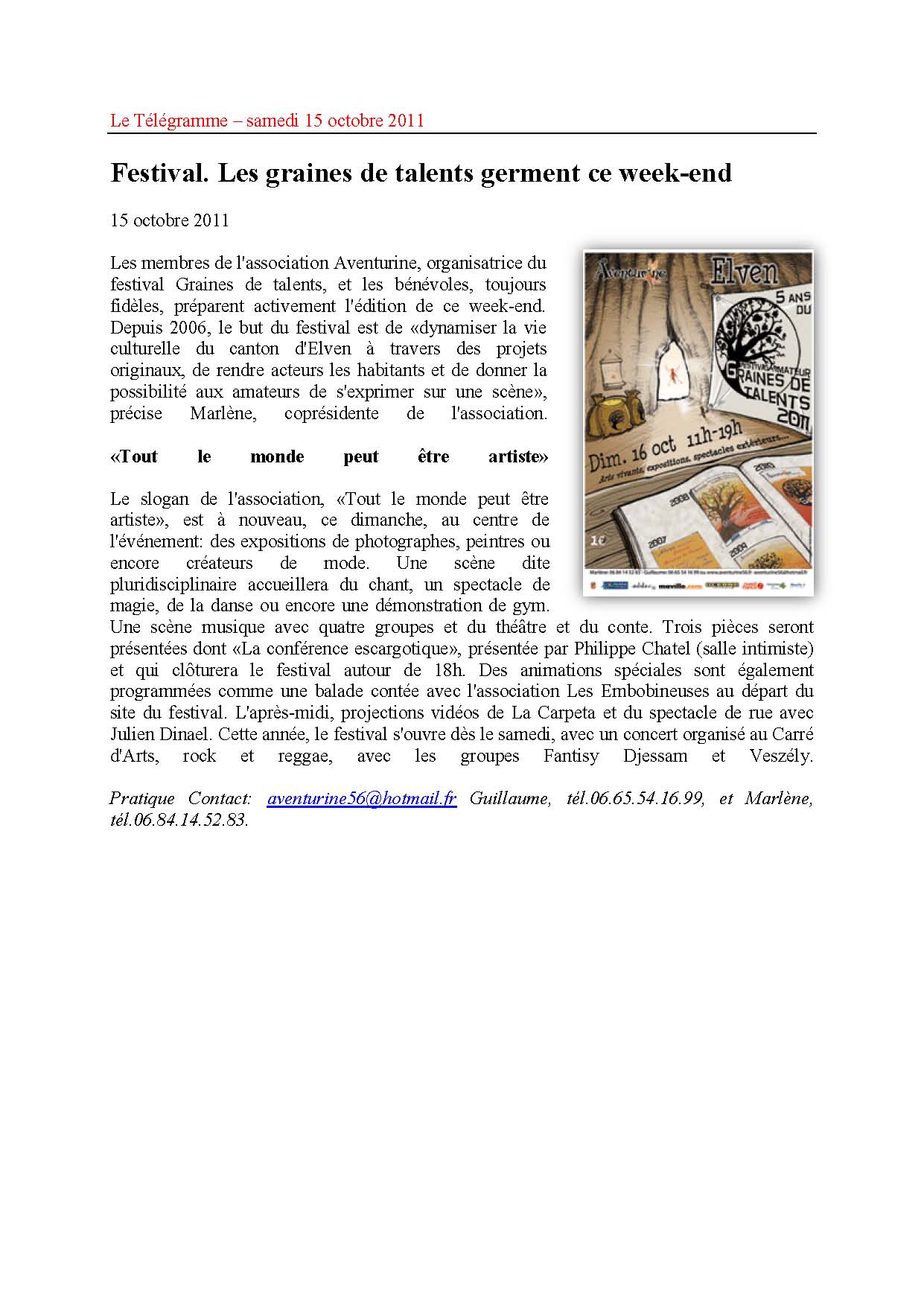 Le telegramme elven 15oct2011