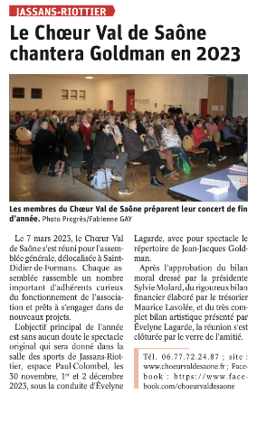 Article le progres 11 mars 2023