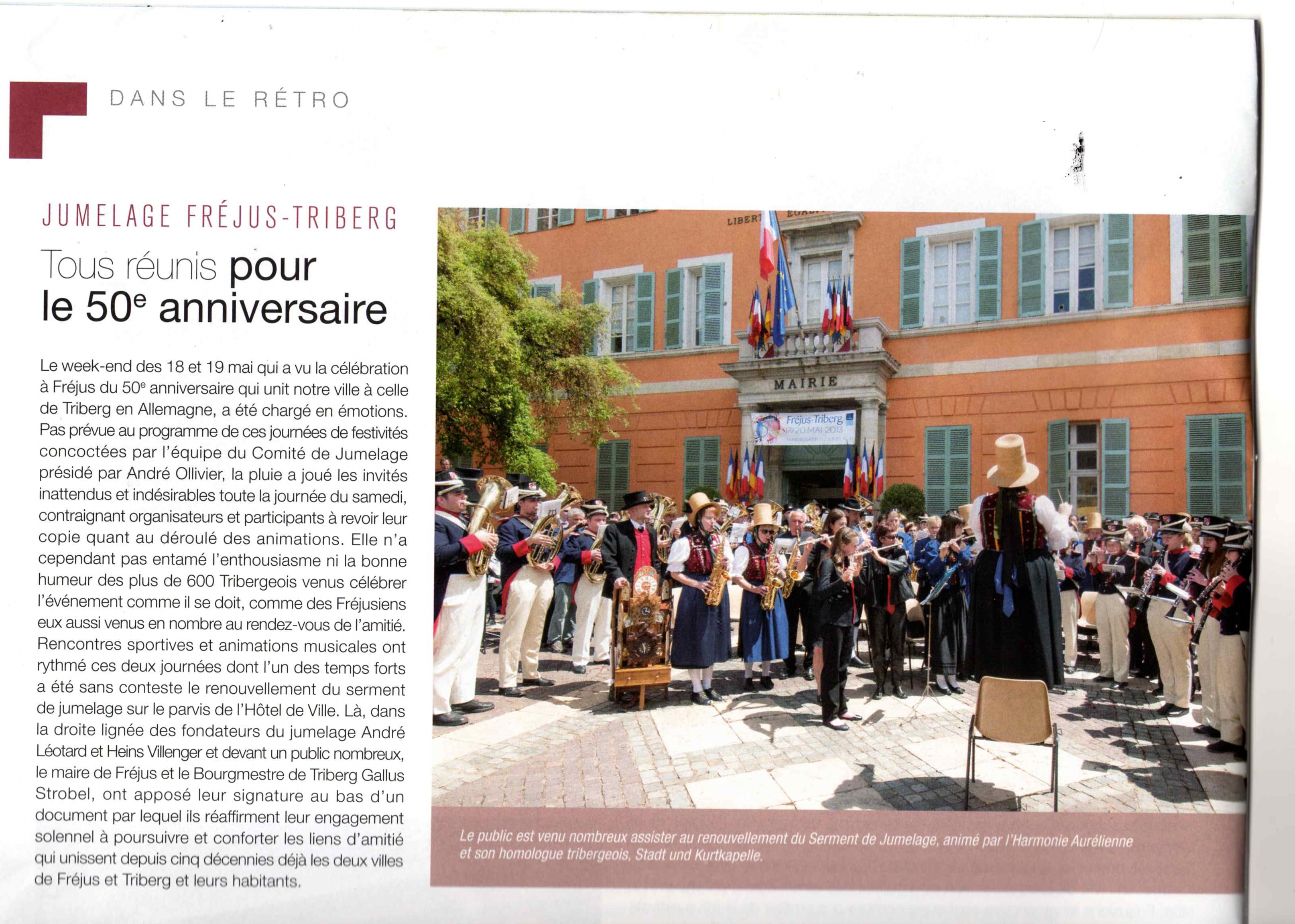 "Jumelage Fréjus-Triberg : Tous réunis pour le 50ème anniversaire"